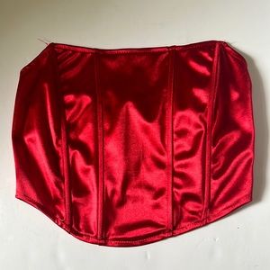 Red Satin Corset Top Size Small